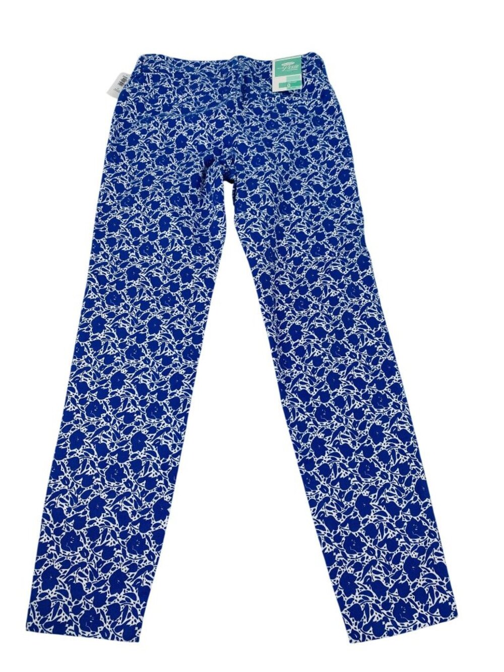 NOs Old Navy Pixie Womens Blue & White Floral Print Ankle Pants Size 0 R - Picture 2 of 16